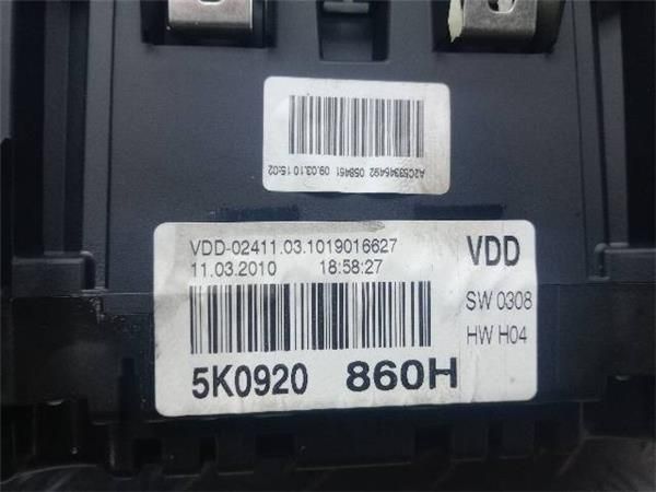 CUADRO INSTRUMENTOS Volkswagen Golf 1.2 TSI VI (1K) (2009-2013) 105CV (77 KW) - 21692 / CBZ