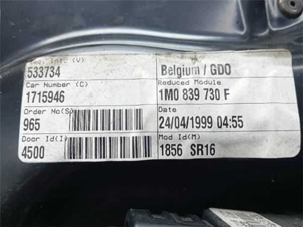 ELEVALUNAS ELECTRICO TRA. DCHO. Seat Toledo 1.9 TDI II (1M2) 110CV (1998-2004) (81 KW) - 25468 / AHF