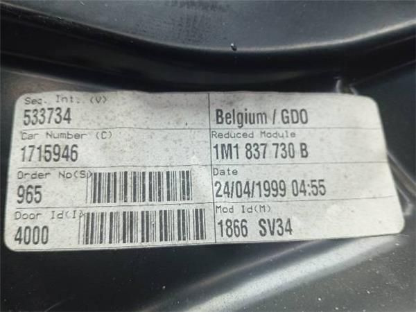 ELEVALUNAS ELECTRICO DEL. DCHO. Seat Toledo 1.9 TDI II (1M2) 110CV (1998-2004) (81 KW) - 25475 / AHF