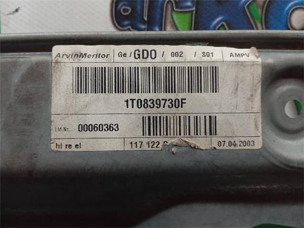 ELEVALUNAS ELECTRICO TRA. DCHO. Volkswagen Touran 1.9 TDI (1T2) (2006-2010) (77 KW) - 26151 / BXE