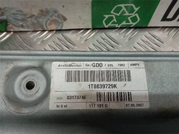 ELEVALUNAS ELECTRICO TRA. IZDO. Volkswagen Touran 1.9 TDI (1T2) (2006-2010) (77 KW) - 26188 / BXE