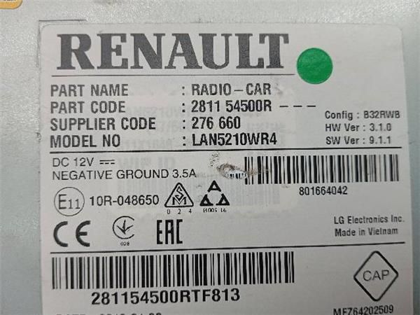 PANTALLA Renault Clio 1.2 G IV (5R) 73CV (2012-2021) (54 KW) - 30037 / D4FD7