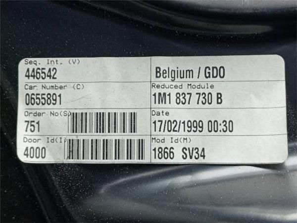 ELEVALUNAS ELECTRICO DEL. DCHO. Seat Toledo 1.9 TDI II (1M2) 110CV (1998-2004) (81 KW) - 30809 / AHF
