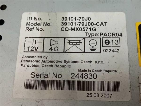 RADIO / CD Suzuki SX4 1.9 DDIS (EY) 4X4 FAM. 120CV (2006-...) (88 KW) - 30861 / D19AA