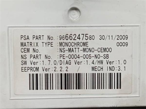 CUADRO INSTRUMENTOS Peugeot 3008 1.6 HDI I (0U) 109CV (2009-2016) (80 KW) - 31083 / 9HZ O 9H01