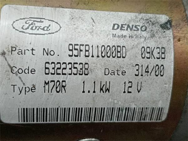 MOTOR ARRANQUE Ford Fiesta 1.3 G IV (60CV) (1995 2002) (44 KW) - 32868 / J4R