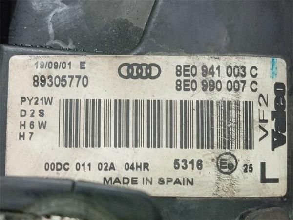 FARO XENON IZDO. Audi A4 1.9 TDI B6 AVANT 8E5 (130CV)(2000 2004) (96 KW) - 35545 / AVF