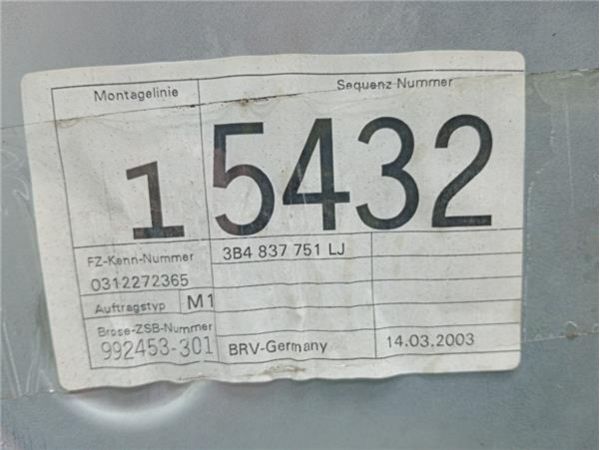 MECANISMO ELEVALUNAS DEL. IZDO. Volkswagen Passat Berlina (3B3)(2000-) 1.9 TDI - 35881 / 3B4837751LJ 2
