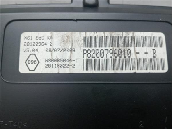 CUADRO INSTRUMENTOS Renault Kangoo 1.5 DCI GRAND (FW) 86CV (2008 2022) (63 KW) - 38720 / P8200796010B, 28118012-3
