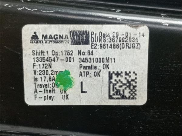 ELEVALUNAS ELECTRICO DEL. IZDO. Opel Meriva 1.4 G B (S10) TURBO 120CV (2010-2017) (88 KW) - 39501 / M11278D00