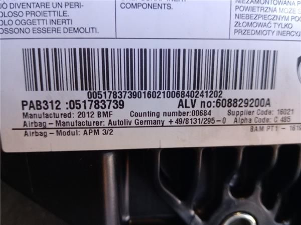 KIT AIRBAG Fiat 500 (150) Berlina (2007-) 1.2 Lounge [1,2 Ltr. - 51 kW CAT] - 39872 / 34019804,34019804,608829200a,51918