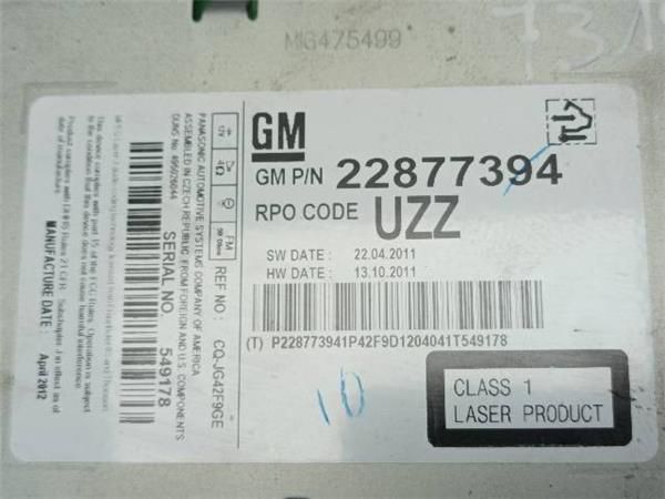 RADIO / CD Opel Astra 1.7 CDTI J SPORTS TOURER (P10) (10-15) (81 KW) - 18585 / A17DTR
